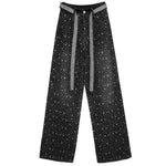 New Starry Hot Rhinestone Retro Washed Ribbon Jeans
