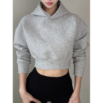 Chic Hooded Fleece-lined Thickened Long-sleeve Sweatshirt Womens Oversized Fit