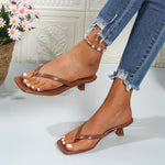 Womens Thong Sandals With Chunky Heels
