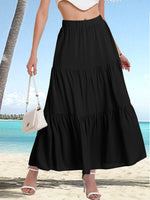 New Arrival High Waist A-Line Midi Skirt, Casual Drawstring Long Skirt