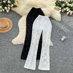 Pure And Alluring Versatile Thin Sheer Lace Pants Casual And Tight-fit