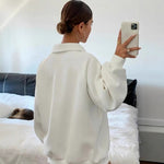 Loose-fitting, Versatile Sweatshirt With A Turn-down Collar And Long Sleeves Casual Polo Shirt