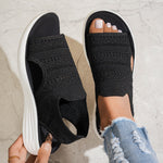 Platform Fish-mouth Hollow-out Knit Breathable Lightweight Soft-soled Sneakers