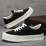 Mens Breathable Canvas Board Shoes With A Height-increasing Sole