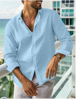 Mens Long-sleeve Lapel-button Shirt