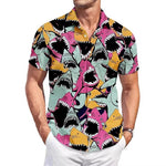 Lapel Top With Digital-print Abstract-style Shirt