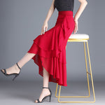 Womens Irregular Ruffled Chiffon Skirt
