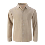 Long-sleeve Lapel Breathable Linen Shirt