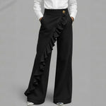 Retro Irregular High-Waist A-Line Denim Trousers