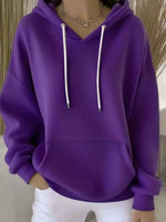 Casual Solid-color Trendy Hoodie With Drawstring Long-sleeve Hooded Sweatshirt