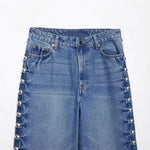 Straight-leg Denim Jeans With Metal Rivet Detailing