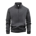 Zippered Pocket Long-sleeve Stand-collar Cardigan Sweatshirt