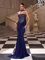 Sequin Bodice Mermaid Evening Gown
