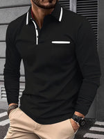 Mens Business-Casual Long-Sleeve Polo Shirt