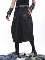 Street-style Couples Loose-fitting Wide-leg Capri Pants