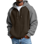 Color-block Waffle-knit Long-sleeve Hooded Jacket