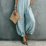 Loose-fit Strap Jumpsuit Womens Casual Wide-leg Pants