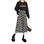 Corduroy A-line Midi Skirt With A Niche Designer-inspired Plaid Pattern
