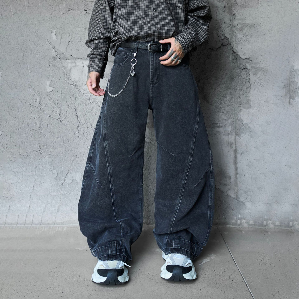 American-style Streetwear Hip-hop Distressed Wide-leg Jeans