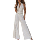 High-waisted Draping Wide-leg Jumpsuit With Side Cutouts