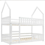 Bunk Bed, Twin Sleeper Bed With Ladder, Solid Wood Frame 3FT Single Bed, Gaming Bed, Castle-shaped Bed 90 X 190 Cm Children's Bed Room Furniture, Wooden Bed Frame For Kids Children White