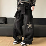 Leopard-print Patchwork With Star Details Distressed Aesthetic