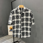 Chanel-style Mens Short-sleeve Lapel Shirt Summer Casual