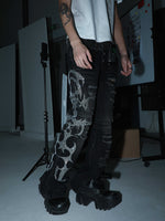 Leopard-Print Double-Waistband Bootcut Jeans For Men